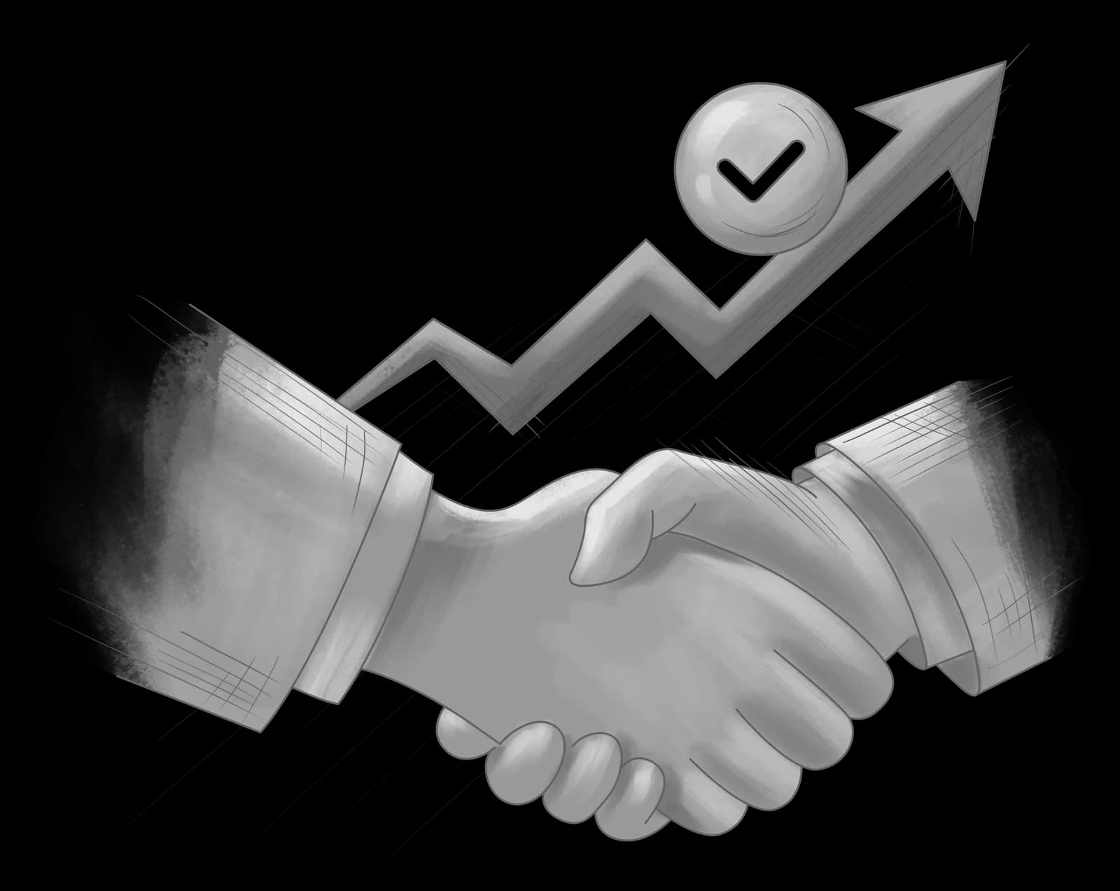 Illustration of upward business growth and successful partnerships, used on the Agile Growth Hackers client results and case studies page